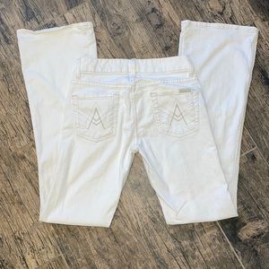 7FAMK white a pocket flare jeans